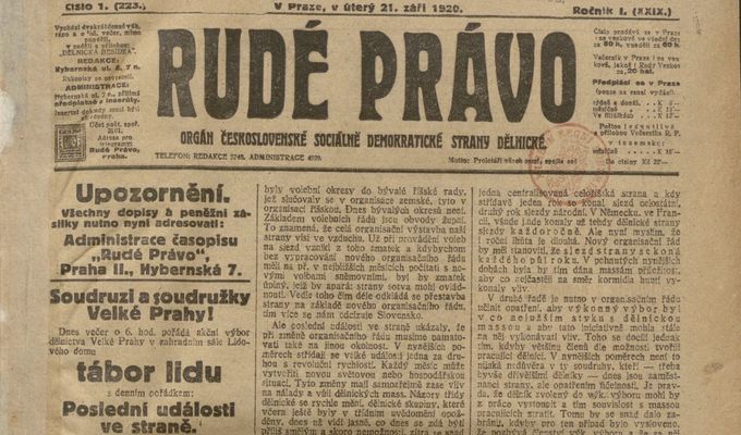 The Journal Department of the National Museum Library Has Completed the Digitisation of Rudé právo from the Period of the First Republic and Proceeded to the Digitisation of České slovo 