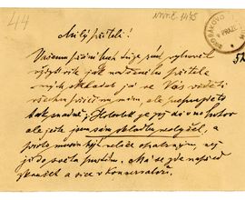 Letter from Antonín Dvořák to Leoš Janáček, Prague, 3 September 1898, Inv. No. 1475 G1