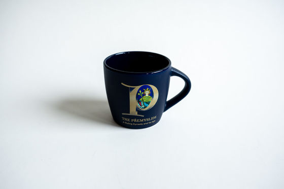 Blue ceramic mug with original motif "The Přemyslids"