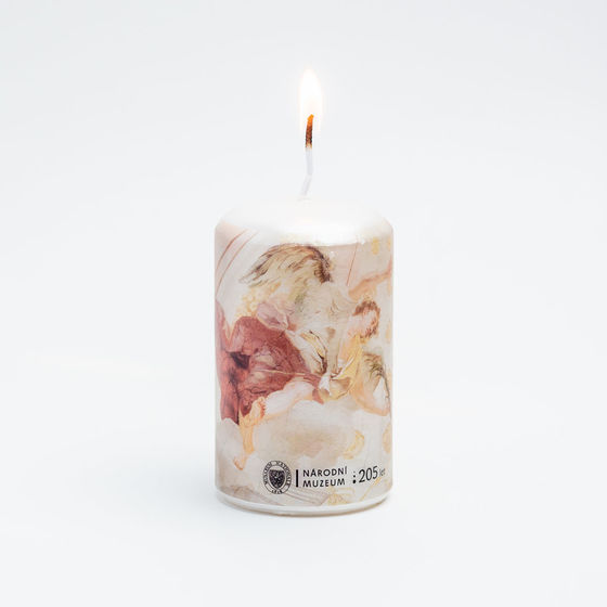 Candle with a baroque fresco motif