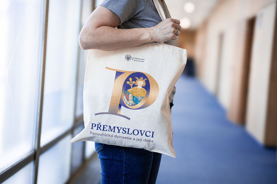 Taška v přírodní barvě s originálním motivem „Přemyslovci“