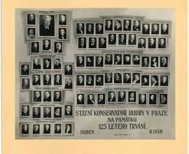 Fotografie – tablo Pražské konzervatoře z roku 1936, Blažek v hudebně-pedagogickém oddělení (F 5103)