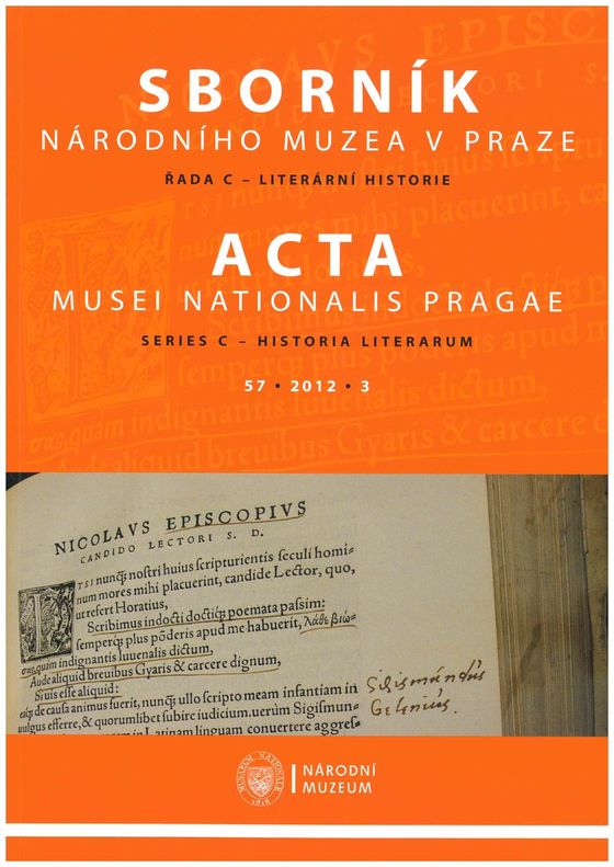 Acta Musei Nationalis Pragae – Historia litterarum 2012, 57, 3
