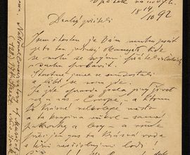 Dopis Antonína Dvořáka Karlu Baštařovi, New York, 14. 10. 1892, inv. č. S 76/106