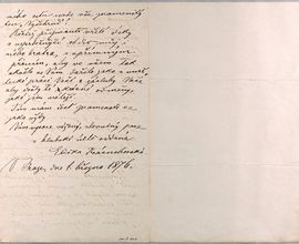 Závěr dopisu Krásnohorské Smetanovi, 1. 3. 1876, NM-MBS, S 217/668
