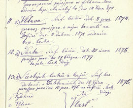 Ze Smetanova seznamu vlastních skladeb 1874–75 s poznámkou „Na Vlasť – tvoří celek“