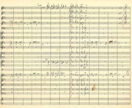 První strana partitury Florentinského pochodu. Autograf, 1907 (NM-ČMH S 251/582)