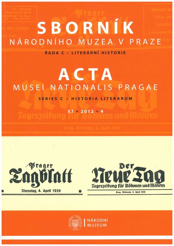 Acta Musei Nationalis Pragae – Historia litterarum 2012, 57, 4