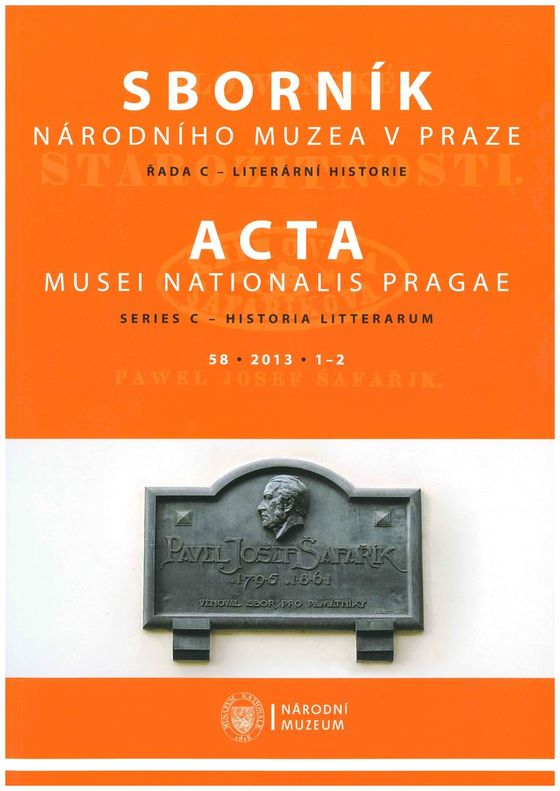 Acta Musei Nationalis Pragae – Historia litterarum 2013, 58, 1-2
