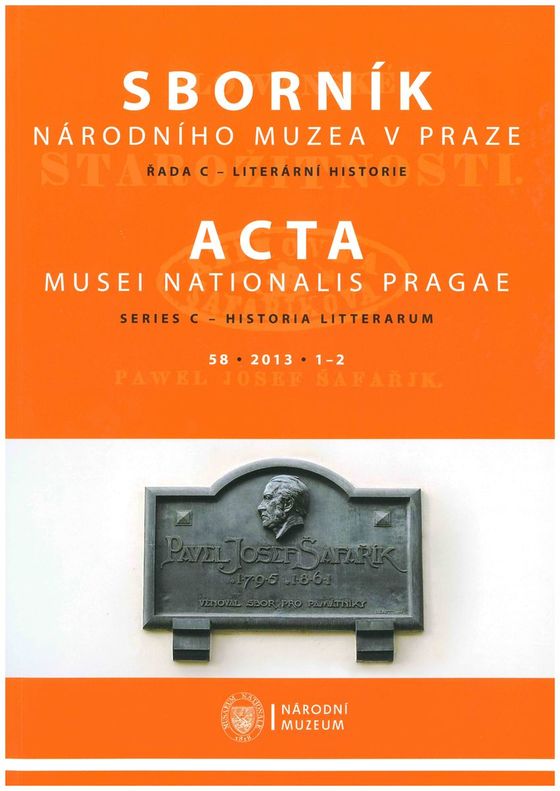 Acta Musei Nationalis Pragae – Historia litterarum 2013, 58, 1–2